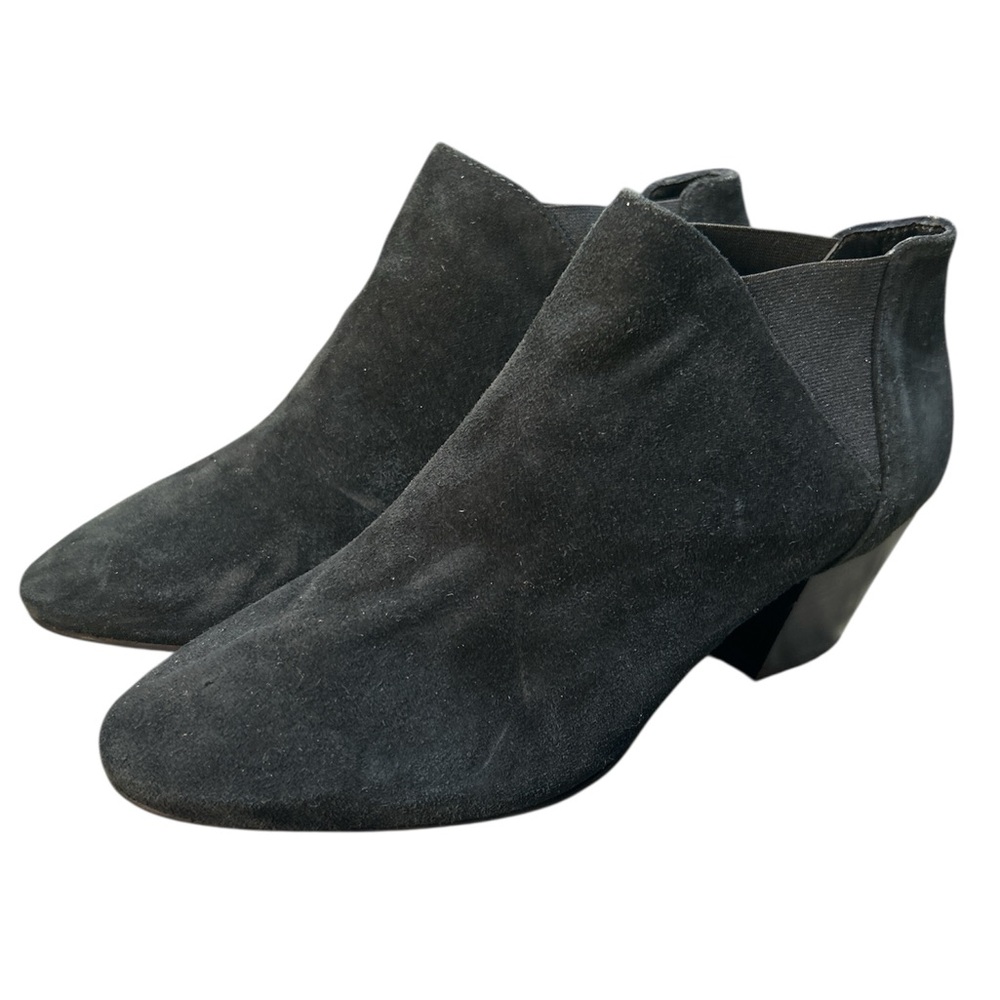 Aquatalia Black Suede Ankle Booties with Elastic Panels